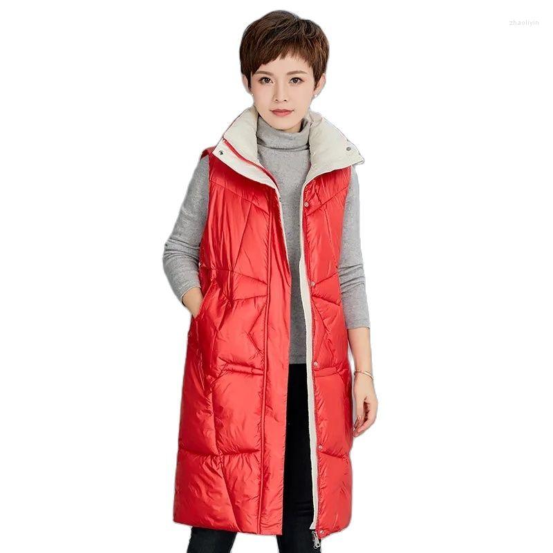

Women's Vests Women Vest Jacket Down Cotton Autumn Winter Thicken Loose Long Large Size Coat Female Sleeveless Waistcoat Snow Wear, Black