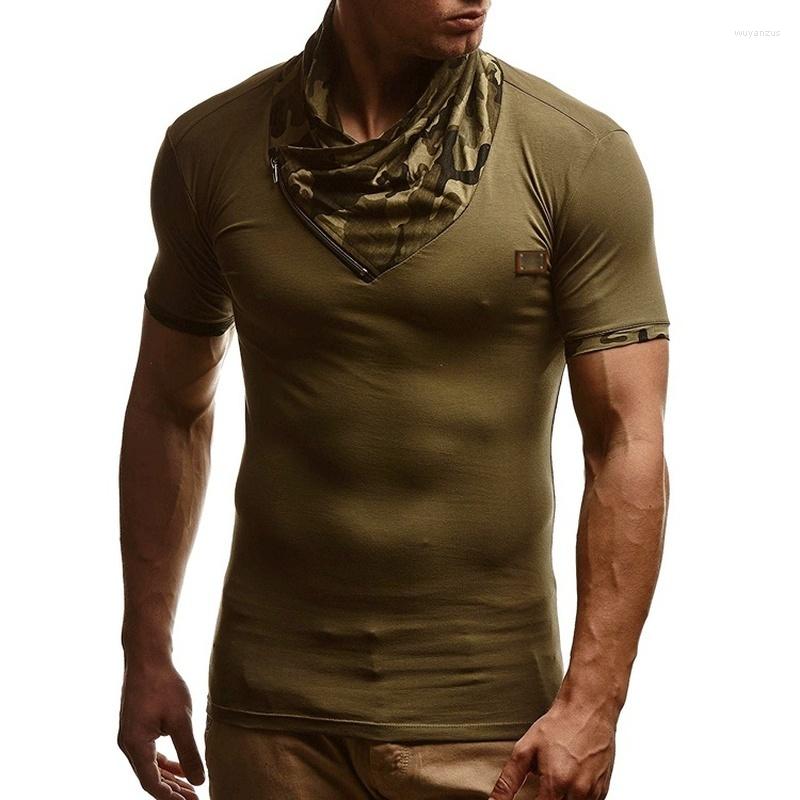 

Men's T Shirts ZOGAA Summer Camouflage Men T-Shirts Stack Collar Short Sleeve Slim Fit Tees Tops Male Casual Streetwear Tshirt For, Black
