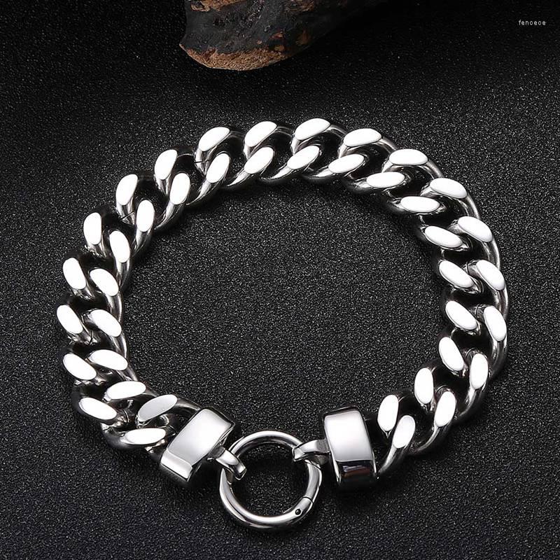 

Link Bracelets Men's Jewelry 9mm Stainless Steel Curb Cuban Chain Punk Male Wrist Gifts GS0045