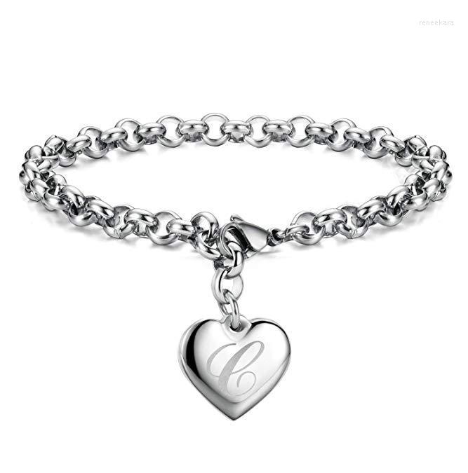 

Link Bracelets 925 Stamped Silver Color Romantic Heart 26 Letteres Chain For Women Fashion Party Wedding Accessories Jewelry Gift