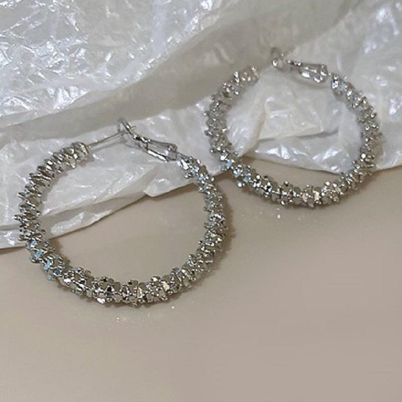 

Hoop Earrings Lovelink Vintage Large Silver Color Geometric Women Hollow Metal Round Set Girls Party Fine Jewelry
