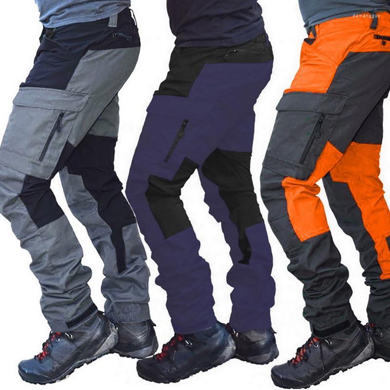 

Men' Pants Men' Casual Men Fashion Color Block Multi Pockets Sports Long Cargo Work Trousers For Outdoor Straight Pant, Blue