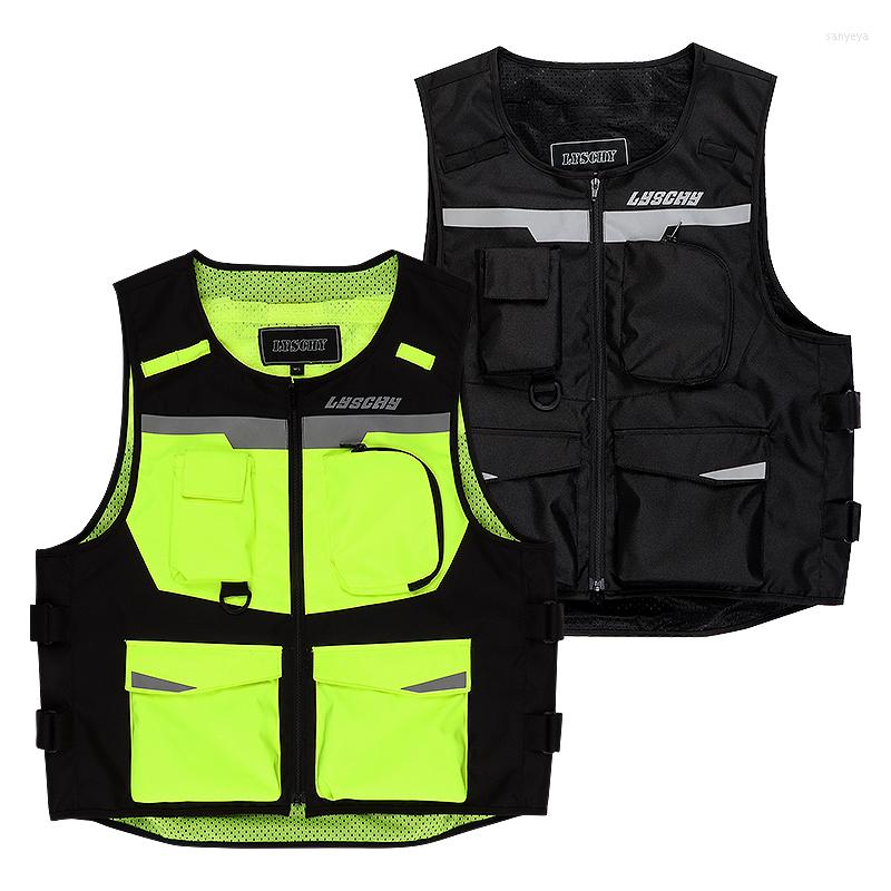 

Motorcycle Apparel LYSCHY Protection Gear Reflective Vest Fluorescent Yellow High Visibility Jacket Waistcoat Mesh Motorbike Safety