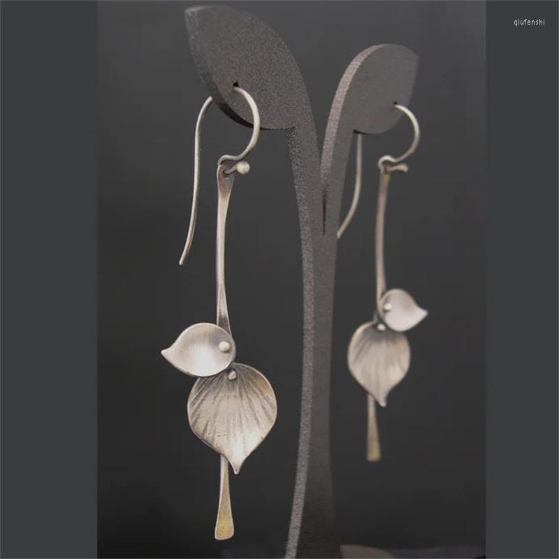 

Dangle Earrings Fresh Plant Leaf Drop Antique Silver Color Boho Women's Korean Fashion Unusual Holiday Party Gift Jewelry