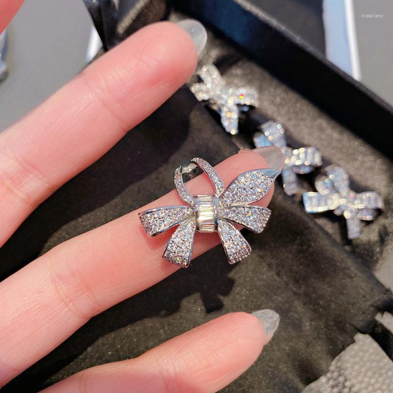 

Cluster Rings Charm Vintage Female Bowknot Silver Color Wedding Bands Finger Bridal Engagement Ring For Women Jewelry Gift