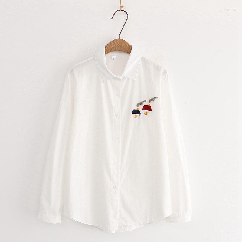 

Women's Blouses Embroidery Shirts Womens Striped Lady Tops Cartoons Printed Long Sleeve College Style Female Girls Clothes Outwear, 5295wt