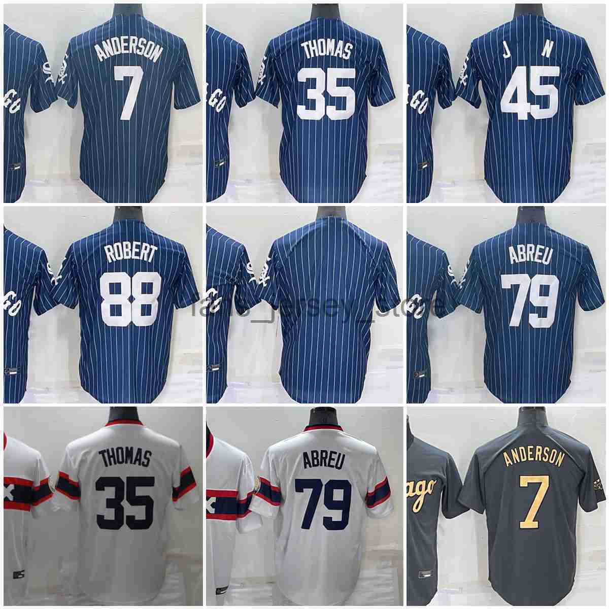 

7 Tim Anderson Baseball Jersey 35 Frank Thomas #45 79 Jose Abreu 88 Luis Robert Stitched Jerseys, Same as picture