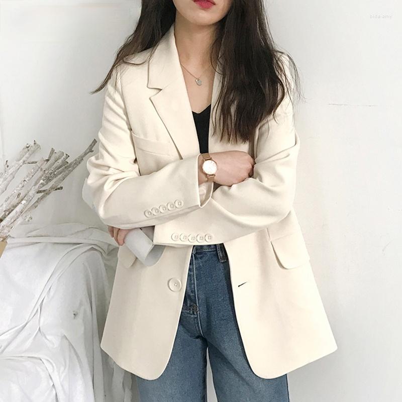 

Women' Suits White Casual Blazer Jacket Women 2022 Autumn Office Lady Black Blazers Female Work Suit Coat Ladies Slim Outerwear, Beige