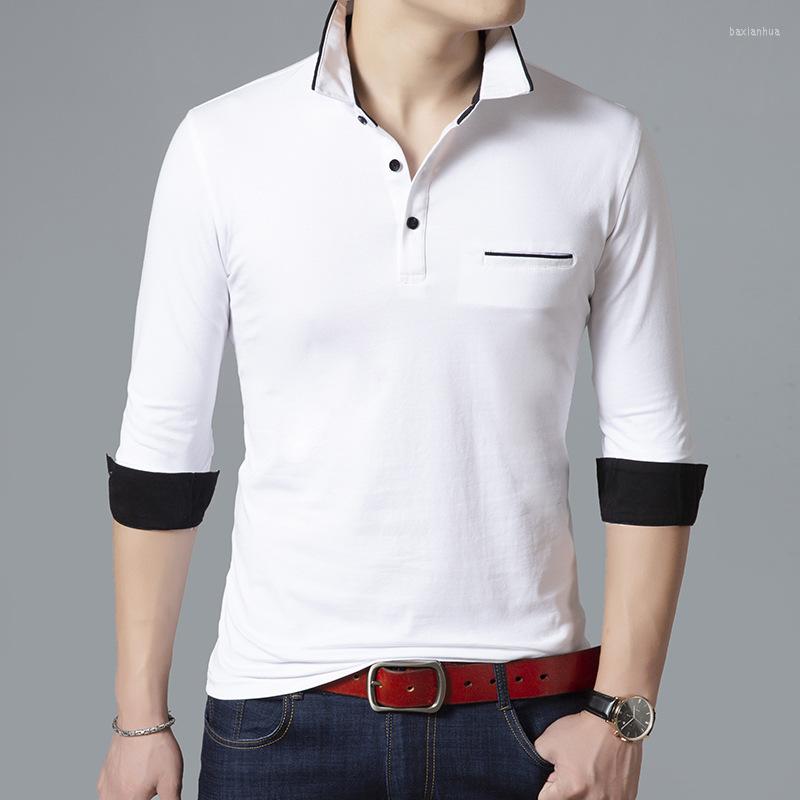 

Men's Polos Business Casual Mens Polo Shirt Brands Slim Fit Cotton Autumn Winter Men Anti-Pilling Long Sleeve Camiseta, Gray