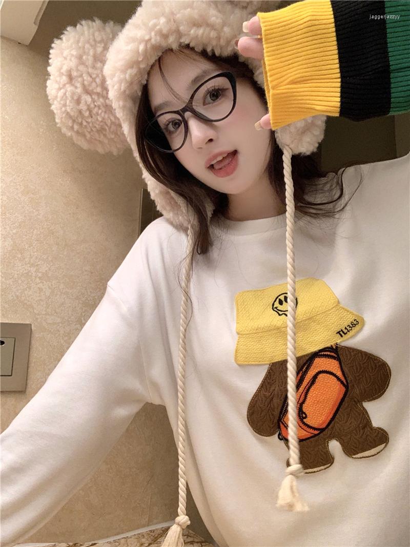 

Women's T Shirts GY1607 Design Sense Color Contrast Splice Long Sleeve Undercoat Women's Autumn And Winter Korean 2022 Printed Loose, Beige