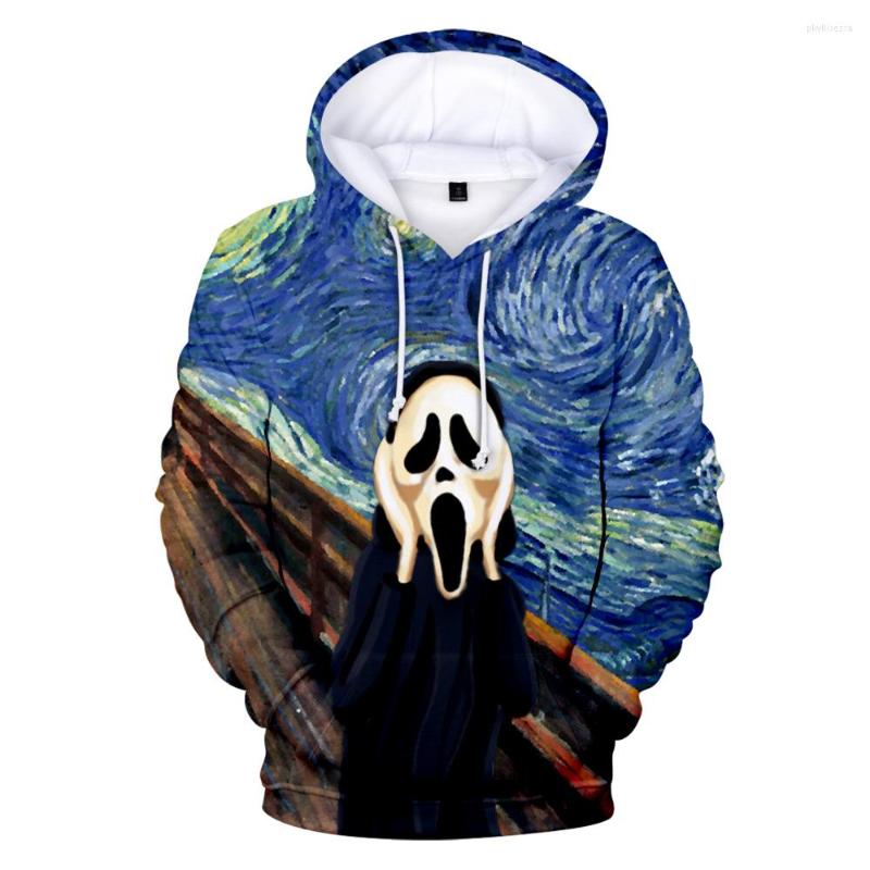 

Men's Hoodies 2022 Mens 3D Sweatshirt Men And Women Autumn/Winter Fashion World Famous Painting Art Printed Brand Clothing 4XL, Black