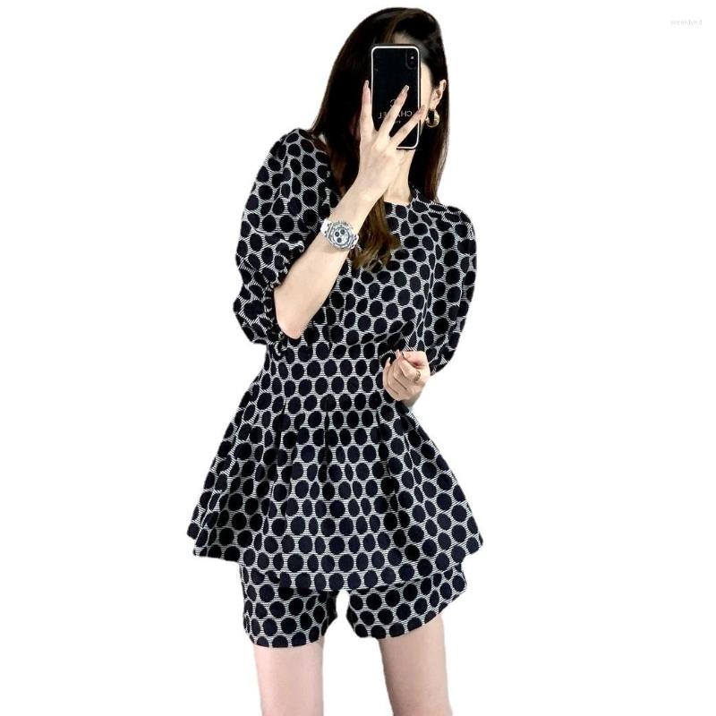 

Women' Tracksuits Women' Set 2022 Light Cooked Wind Frying Street Hepburn Black Short Two -piece Summer