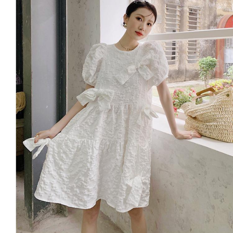 

Party Dresses 2022 Season Niche Texture Flower Bowknot Show Thin Dress Sweet Princess African For Women, Black