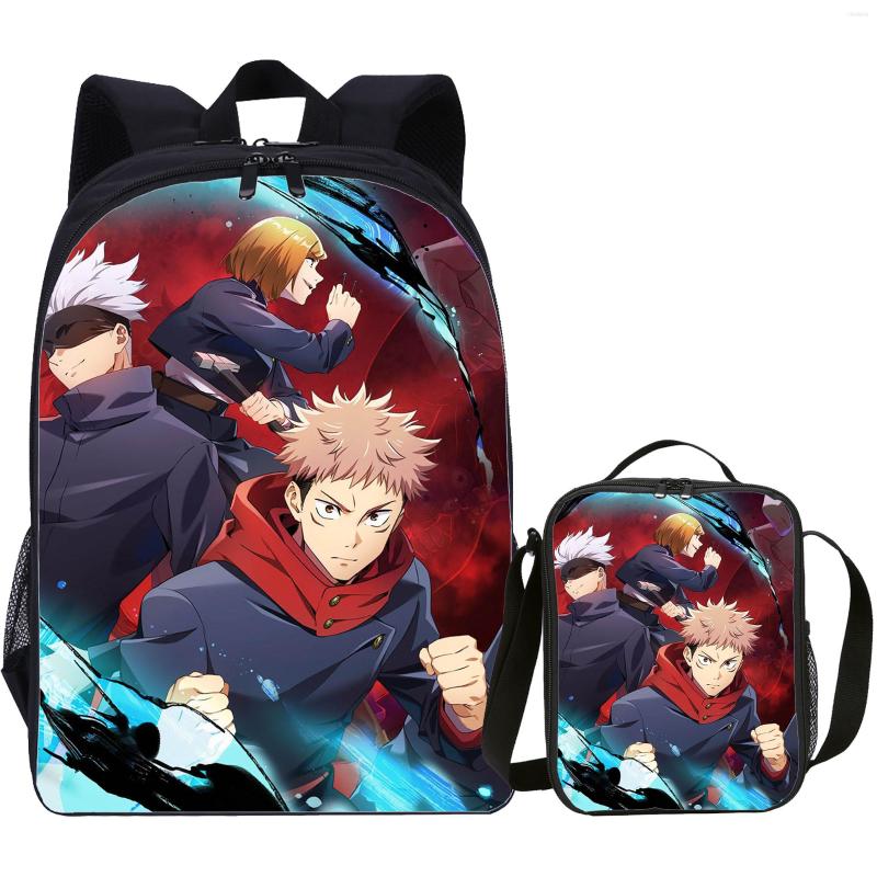 

School Bags Jujutsu Kaisen Backpack Boys Girls With Lunch Box Kids Cartoon Travel Schoolbags And Cooler Bag Suit, 13