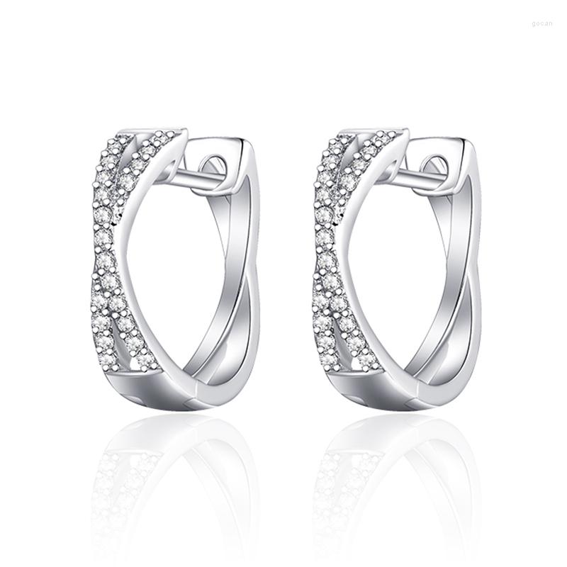

Hoop Earrings Simple Cubic Zirconia 16MM Cross CZ Round Circle For Women Jewelry Female Accessories Girls Gifts