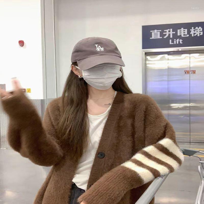 

Women's Knits 2022 Autumn And Winter High-grade Coffee Color Woolly Knitting Women Lazy Wind Wide Soft Waxy Sweater Coat, Navy