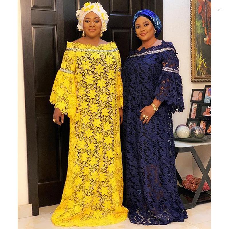 

Ethnic Clothing MD African Lace Dresses For Women Plus Size Boubou Dashiki Outfit Two Piece Set Ladies Party Robe Musulmane Longue Fashion