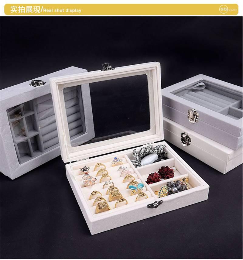 

Jewelry Pouches Fashion Jewellery Display Storage Box Earring Ring Tray Organiser Holder Velvet Gift