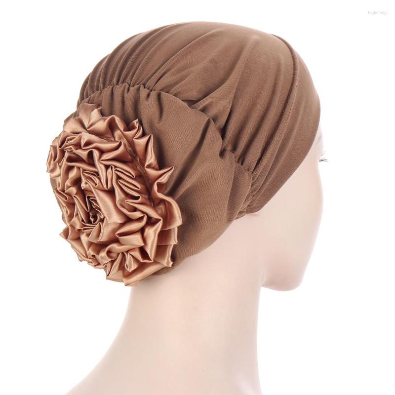 

Ethnic Clothing 2022 Stretchy Muslim Inner Hijab Caps Big Flower Volumizer Scrunchie Women's Turban Hat Female Head Wraps Cancer