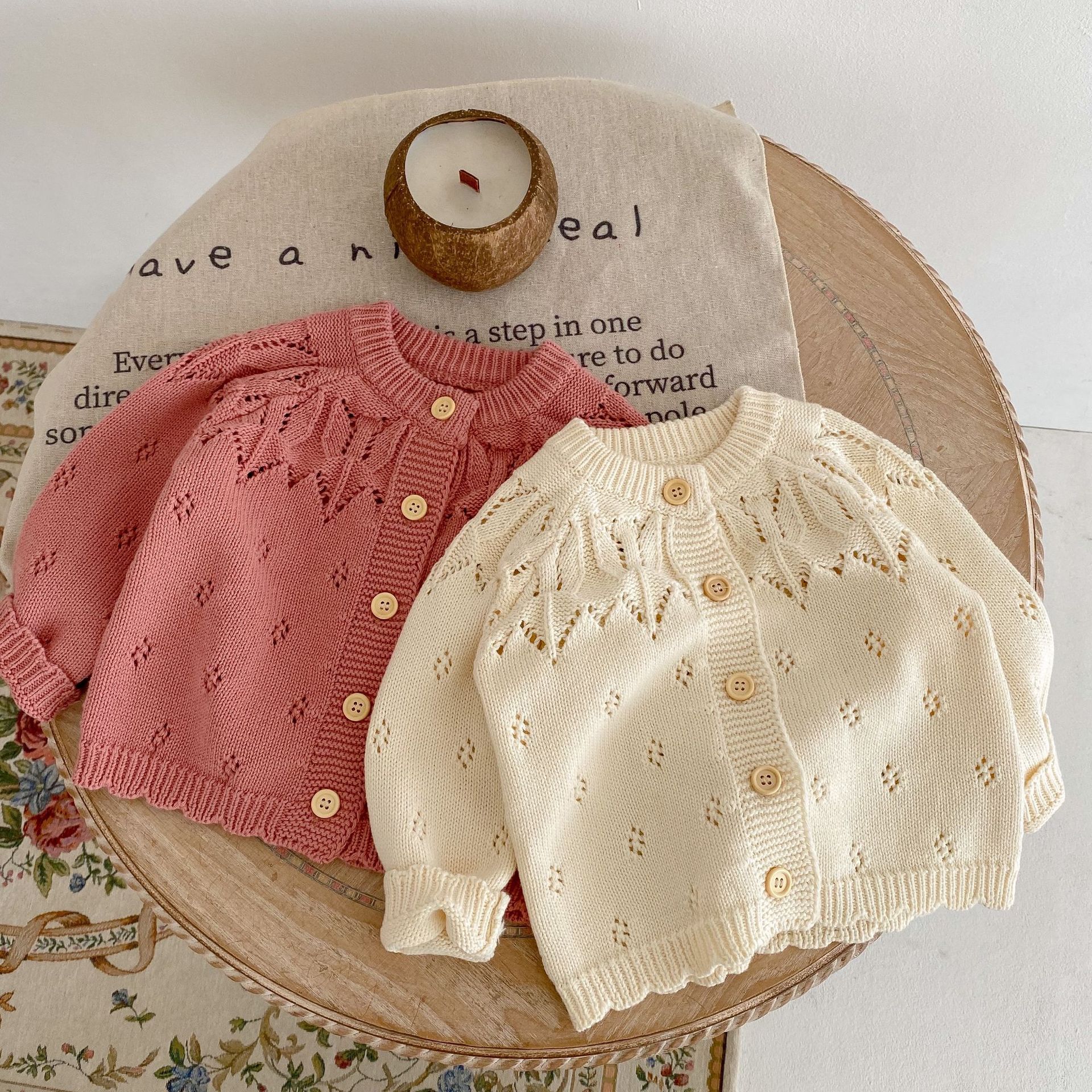 

Ins cute Spring Fall Girl Clothing Cardigan Kids long sleeve Hollow Out Sweaters baby Clothes 100% cotton, Mix