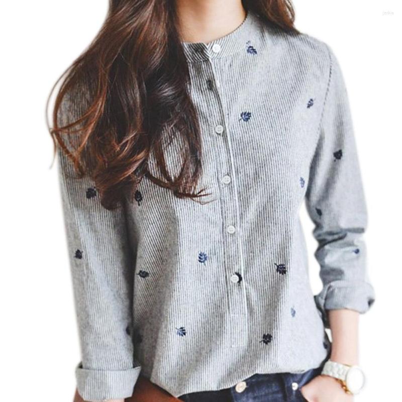 

Camisoles & Tanks Exquisite Gift Box Nice Unique Adjustable Comforable Leaves Embroidery Long Sleeve Blouse Casual Shirt Striped Blouses, Picture shown