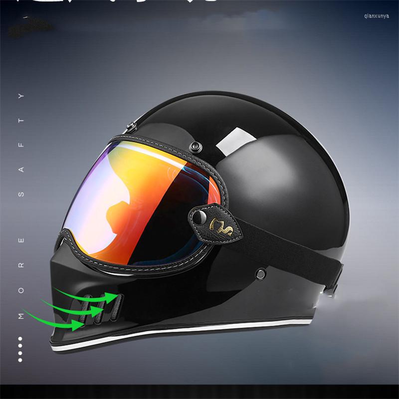 

Motorcycle Helmets Retro Helmet Coffee Racer Personality Full Face DOT Certified Jet, Gloss red-1