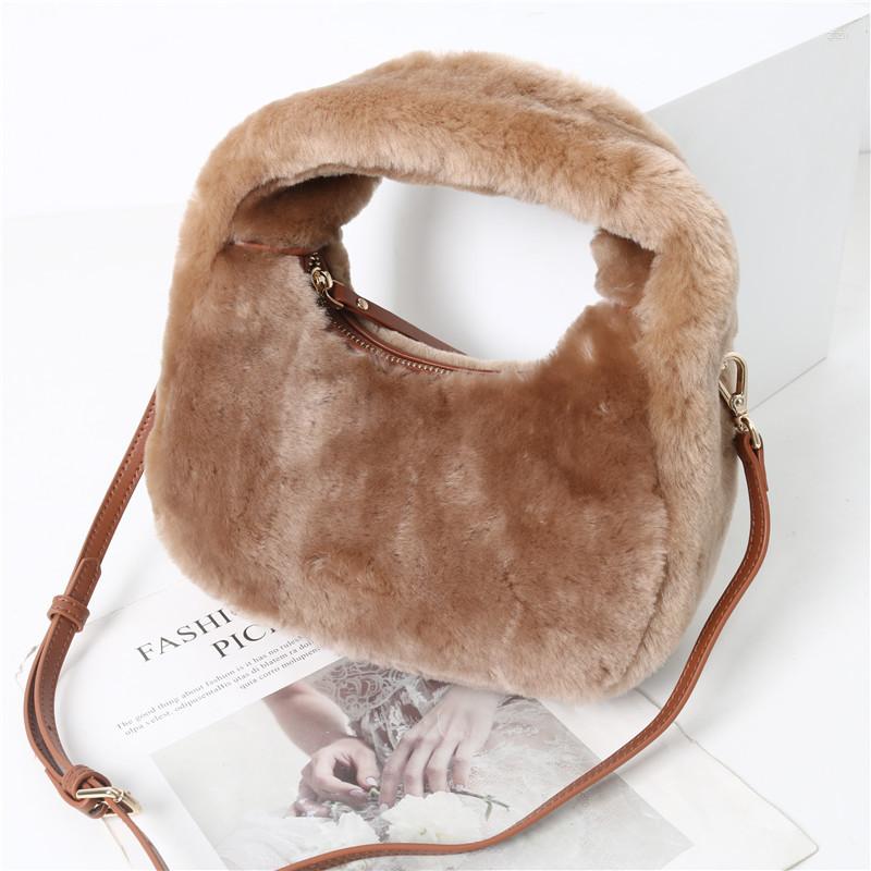 

Evening Bags Genuine Leather Ladies Hand 2022 Fashion Lambs Wool Totes Winter Crossbody For Women High Quality Soft Handbags, Beige