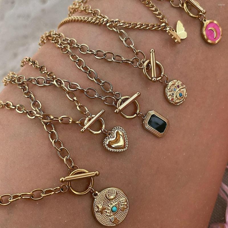 

Pendant Necklaces KouCh OT Cuban Link Chains Necklace Round Elegant Lady For Factory Sale Moon Collier Summer Jewelry On Neck