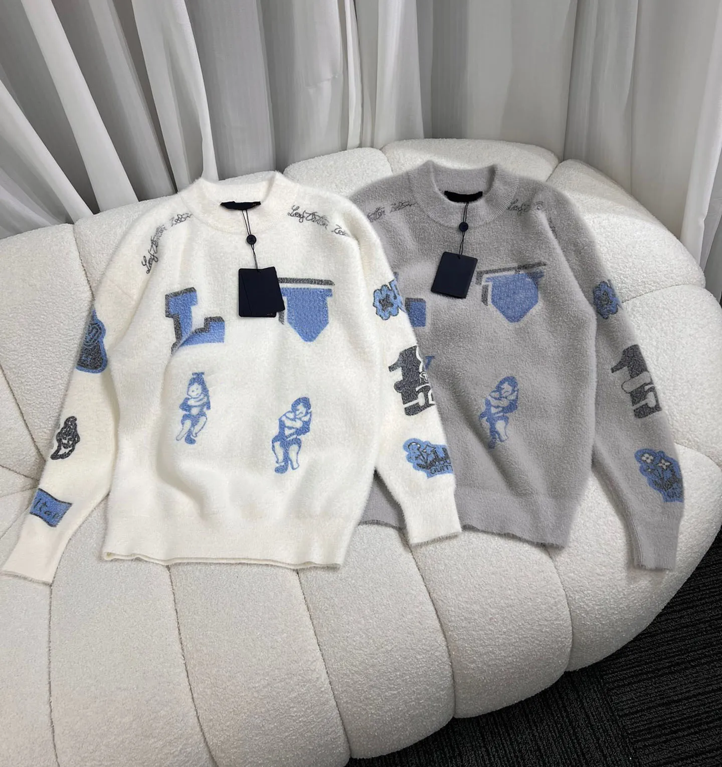 

Men's Plus Size Sweaters hoodies in autumn / winter 2022acquard knitting machine e Custom jnlarged detail crew neck cotton het5gw0, White