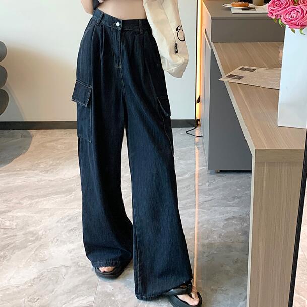

Women' Pants Long Cargo YK2 Hippie Clothes Wide Leg Sweatpants Pantalon Femme Women Full Length Casual DD204, Blue