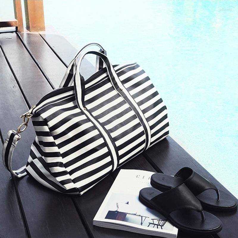 

Outdoor Bags 2022 Est Design Sequins Stripe Gym Fitness Sports Bag Shoulder Crossbody Women Tote Handbag Travel Duffel Bolsa, As photo