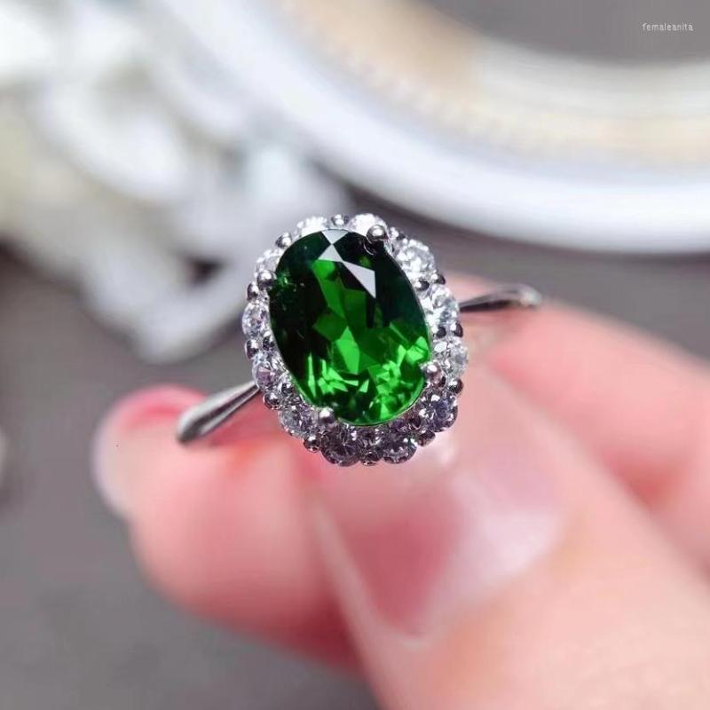 

Cluster Rings Tourmaline Ring 1 6mm 8mm Natural Silver 925 Green Gemstone Jewelry