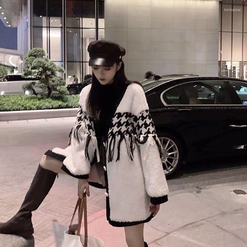 

Women' Knits Lambswool Streetwear Cotton-padded Jacket Women Autumn Warm Button Coat Womens Padded Clothes T501, Black