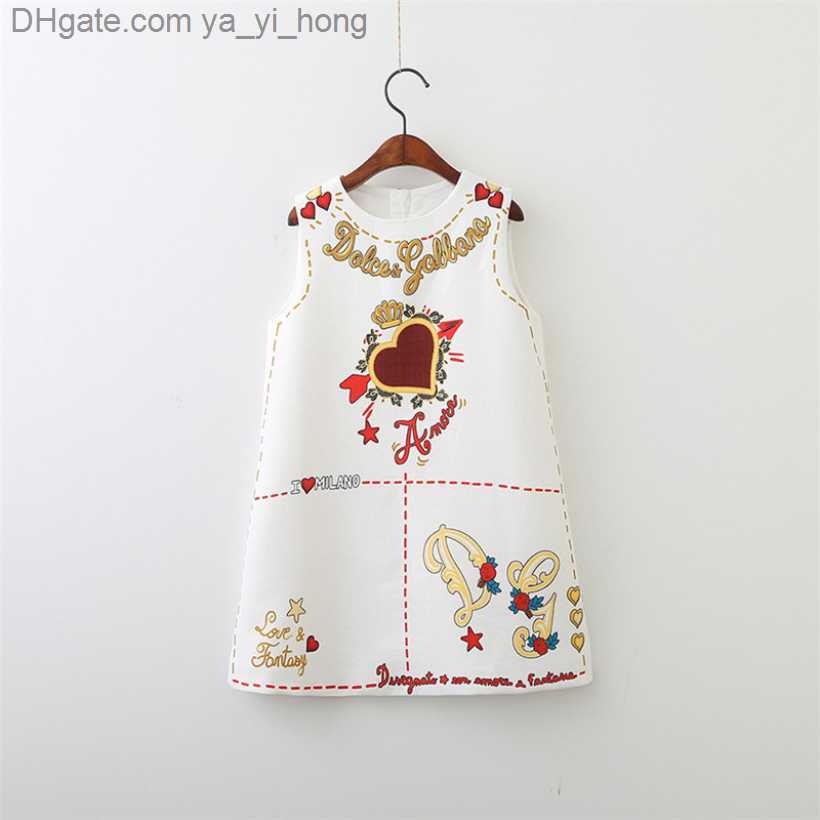 

Dress Girls European and American Style Embroidery Flower Vest Dress Spring Autumn Toddler Baby Girls Clothing yayihong, White