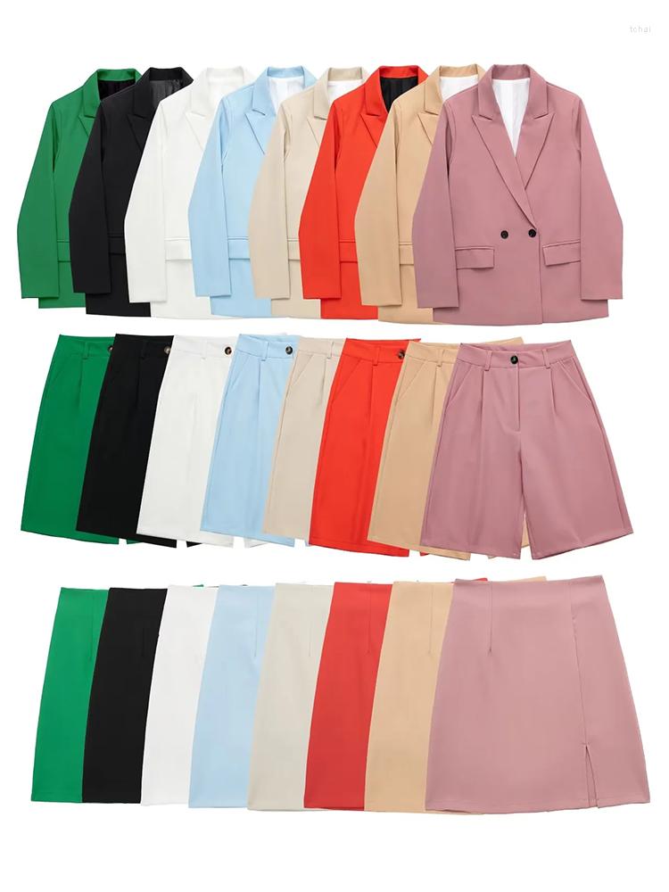 

Women's Tracksuits 2022 Autumn 2Pcs Women Set Solid Blazer Shorts Suit Long Sleeve Double Breasted Coats Sets High Waist Office Lady Outwear, White skirts