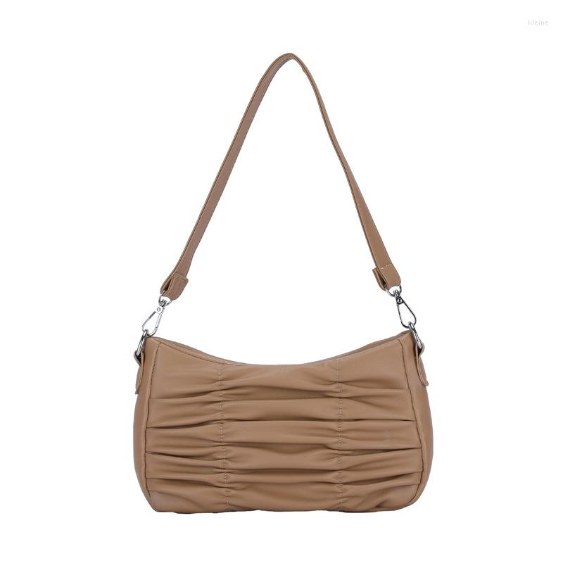 

Evening Bags Women's Shoulder Spring/Summer Textured Underarm Fashion Casual 2022 Trendy Pleated Portable, Brown