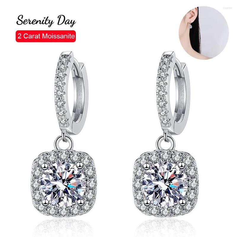

Stud Earrings Serenity Day Real D Color 1/2 A Pair Moissanite Pendant Earring S925 Sterling Silver Classic Square Bag Ear For Wholesale