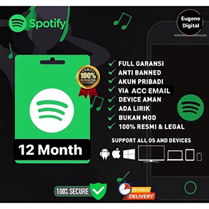 

Global Players Spotify Premium 3/6/12MONTHS Accounts 100% 1 hour Quick delivery