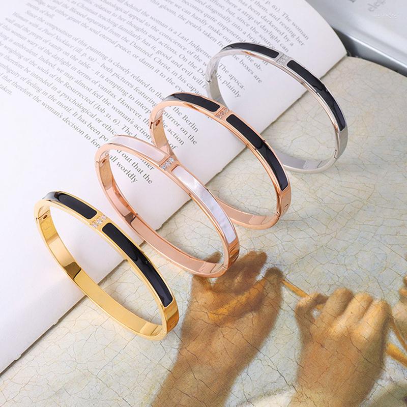 

Bangle Trendy Women Titanium Steel Fashion Simple Dripping Oil Cuff For Girls Anniversary Party Jewelry Gifts