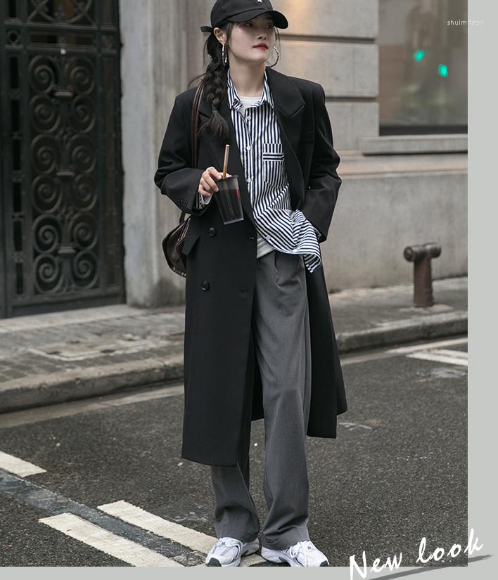 

Women's Trench Coats 2022 Fashion Advanced British Runway Commuter Casual Retro Long Coat Windbreaker, Photo color