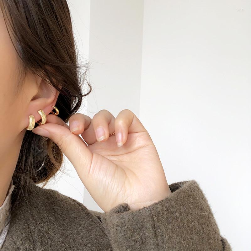 

Hoop Earrings WTLTC Gold Color Metal Round For Women Minimalist Statement Initial Hoops 2 Sizes Thick Small