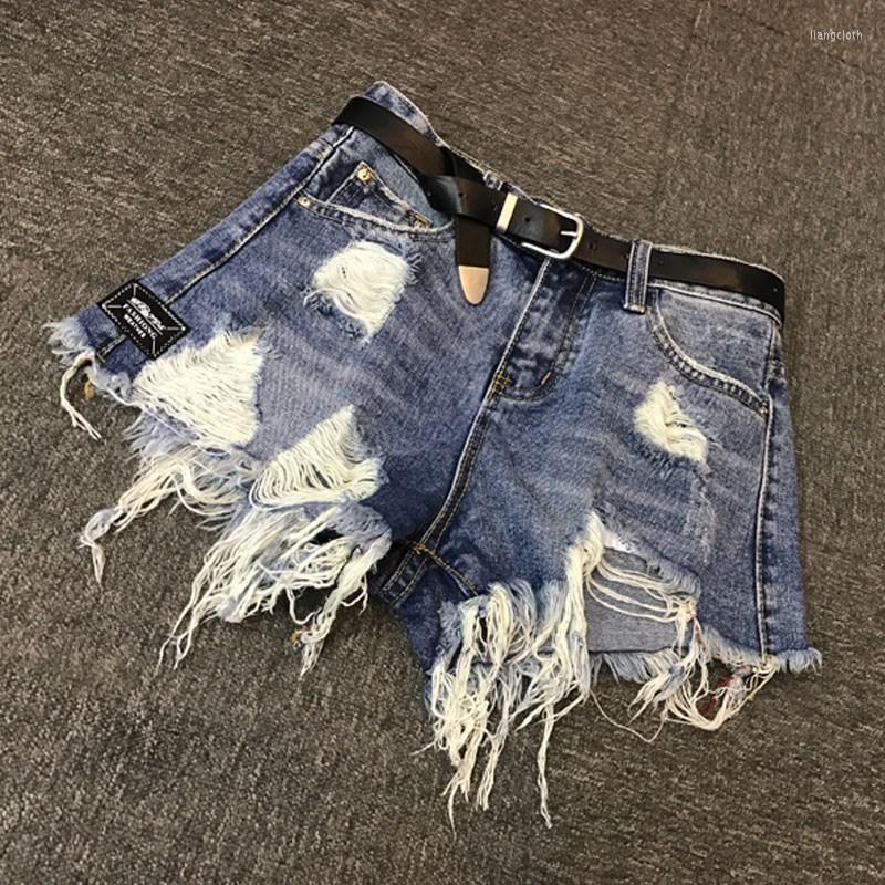 

Women' Shorts Denim Women Fashion Ladies Tassel Hole High Waist Summer Short Jeans Sexy Wide Leg, Blue