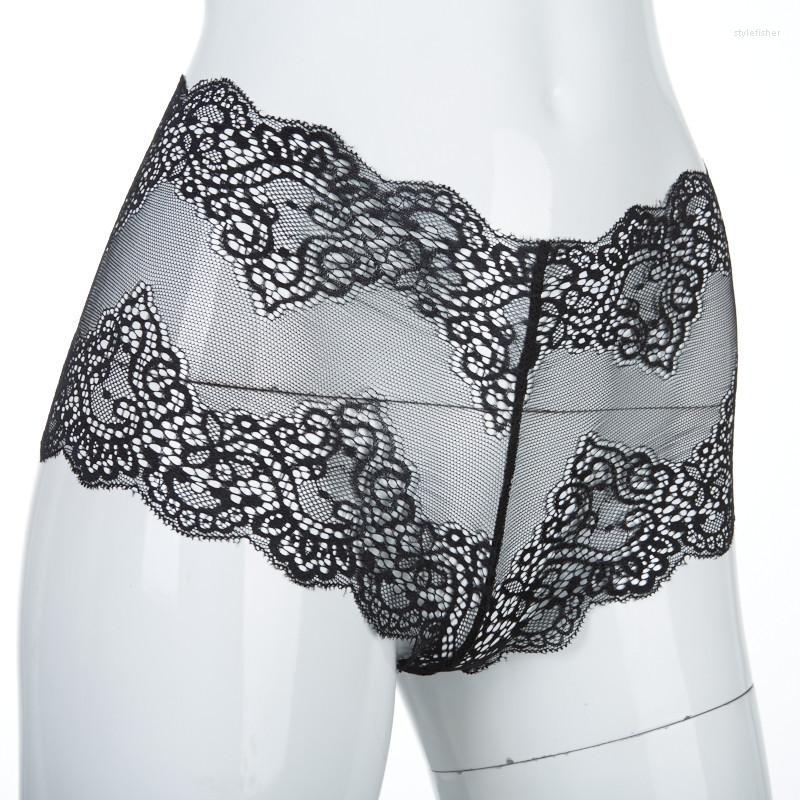 

Women' Panties Women Floral Lace Sexy Elastic Waist See Through Seamless Underwear, Black