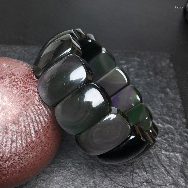 

Strand Classic Natural Rainbow Eye Stone Black Obsidian Bracelets 24.5 16 10 Mm Hand Row Jewelry Amulet Drop