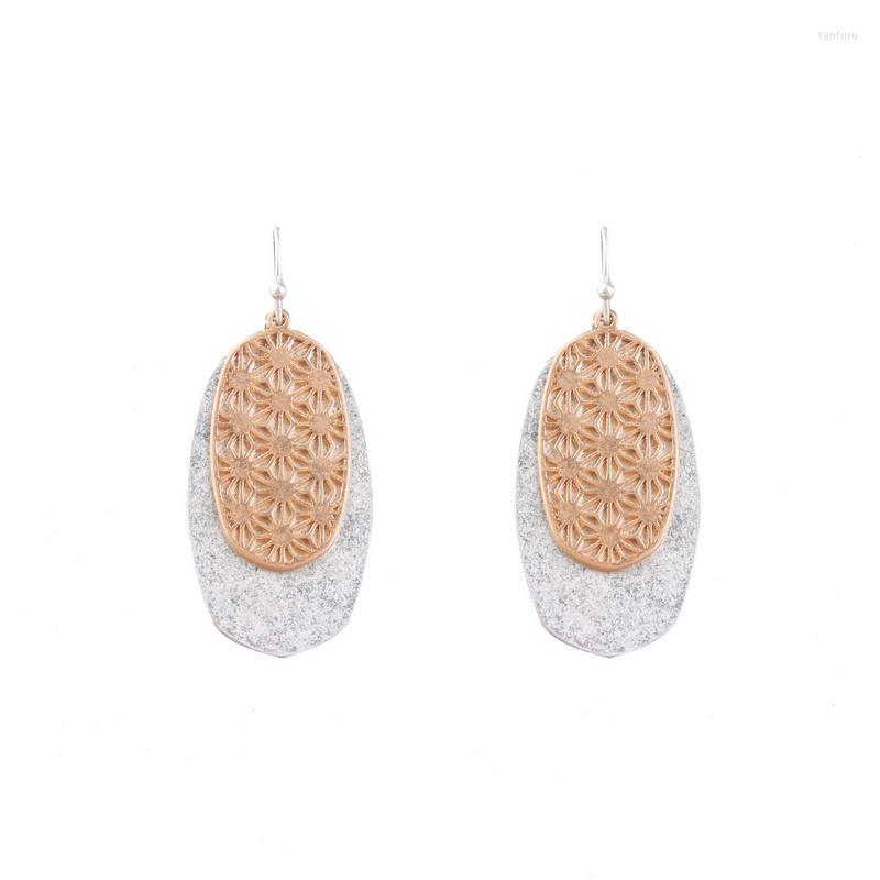 

Dangle Earrings Copper Jewelry Oval Filigree Drop Statement Drops