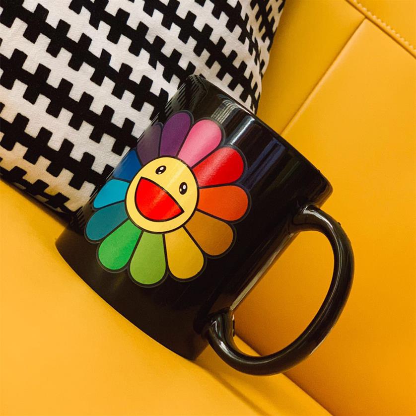 

New United States Complexcon Chicago 2019 Murakami Takashi Sunflower Coffee cup 8OZ black Temperature color ceramics Mug323H