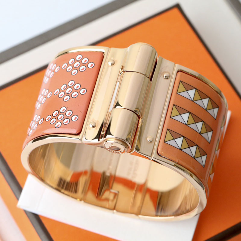 

Enamel clic bangle for women charm bracelets 36mm big size snap-fastener orange enamel