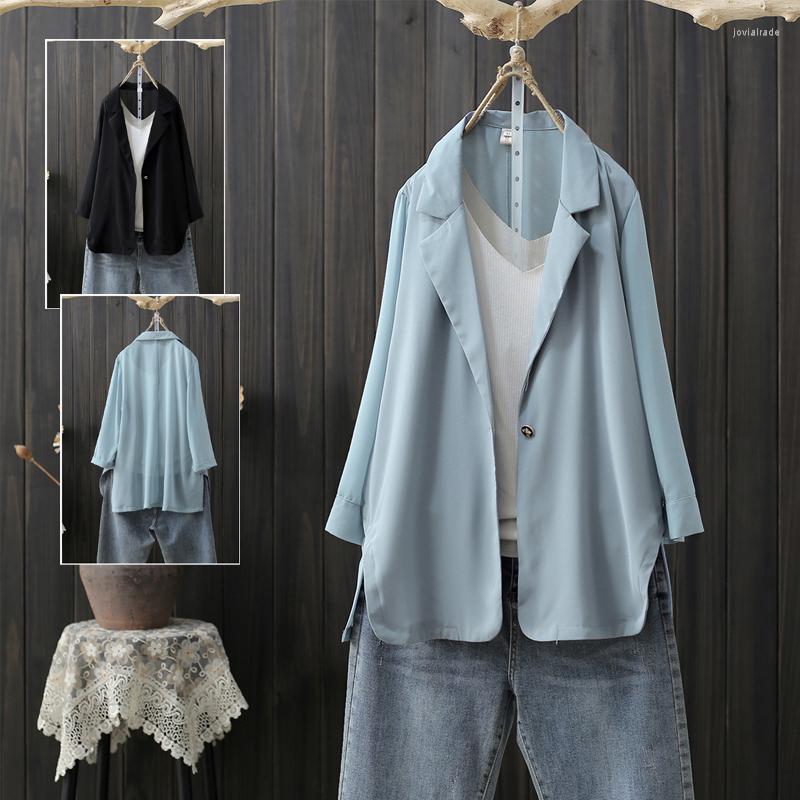 

Women's Suits 2022 Spring Summer Women's Korean Loose Thin Section Suit Jacket Single Button Comfortable Elegant Coat S861, Black s861