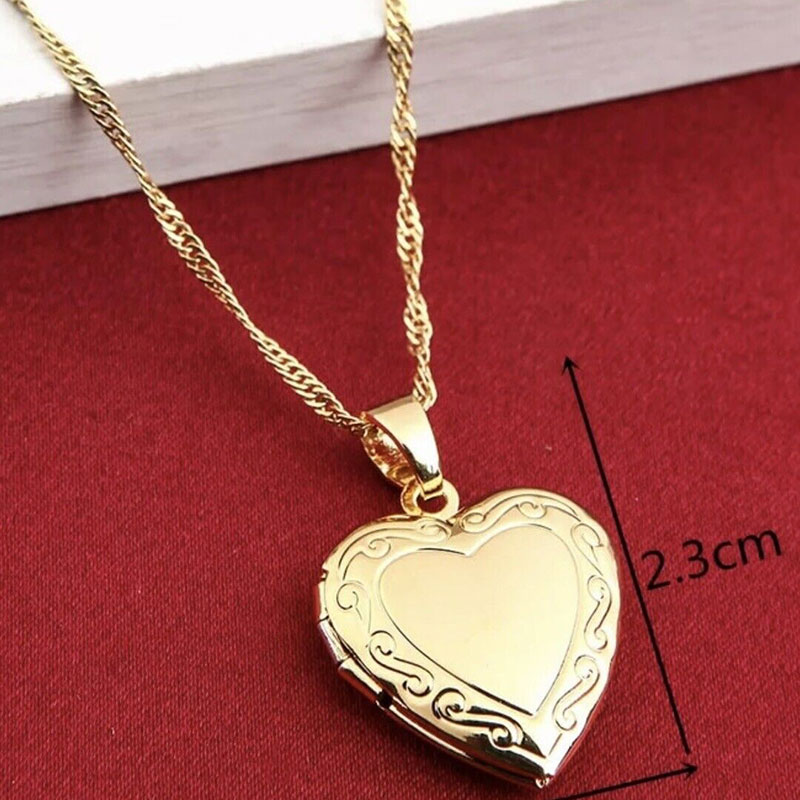 

New design Astonish a surprise packet Fine Gold Heart Locket Pendant Necklace Chain FREE Gift Box