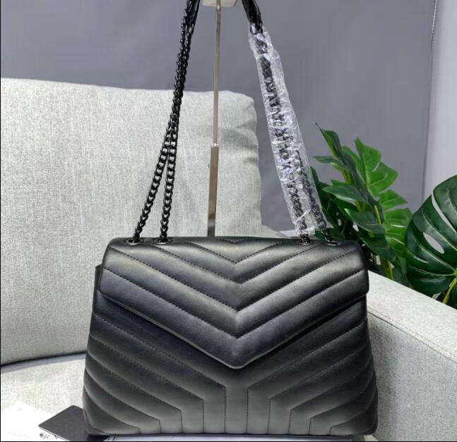 

Designer Totes Handbags With dust bag sheepskin Shoulder bags chain gold silver Handbag fashion Leather Flip cover diagonal Crossbody Bags 32CM, Black/silver chain